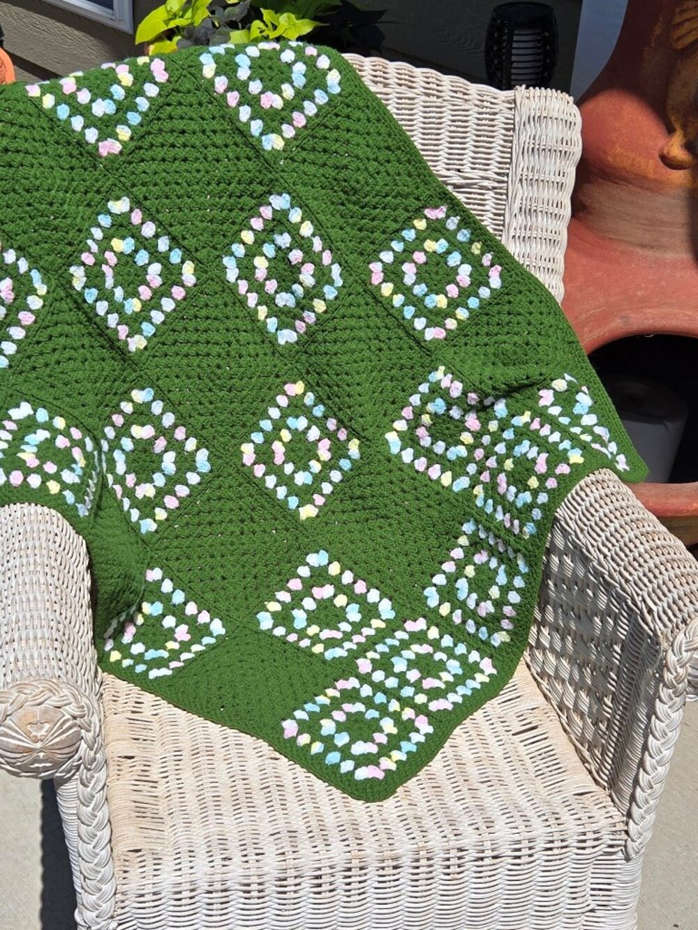 Handmade Granny Square Afghan, Cozy Pastel Throw, New Gift, Wheelchair Throw